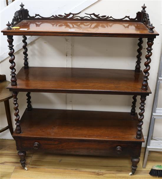 A Victorian rosewood whatnot W.84cm